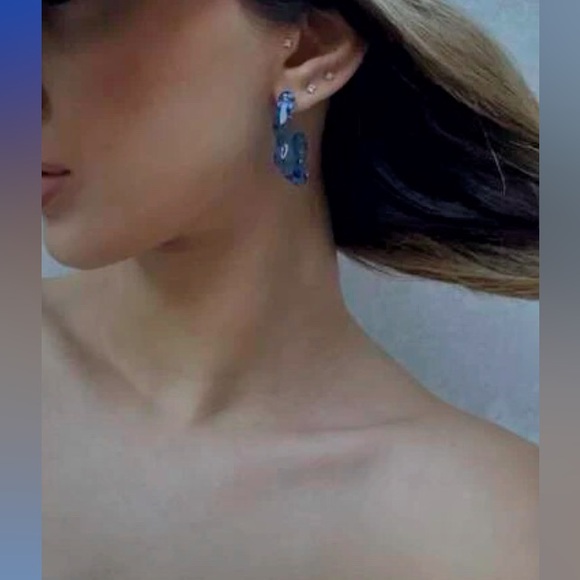 ✨3for$38 Set of 3 Transparent Green Hoop Earrings / Reversible Earring Jackets - Picture 9 of 14